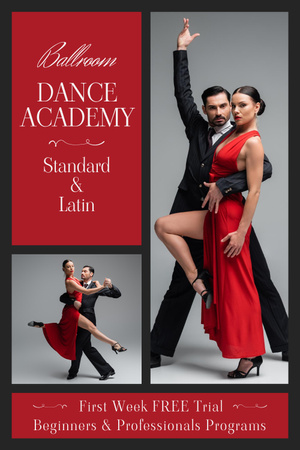 Designvorlage Anzeige für Tangokurse in der Tanzakademie für Pinterest