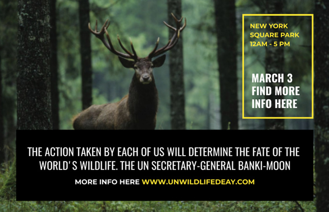 Eco Event Ad with Wild Deer in Woods Flyer 5.5x8.5in Horizontal – шаблон для дизайну