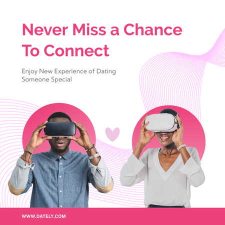 Ontwerpsjabloon van Instagram van Nieuwe ervaring met de virtuele dating-app