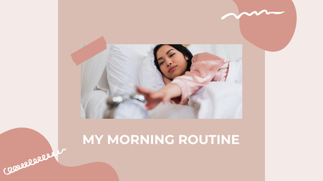Ontwerpsjabloon van Youtube Thumbnail van Woman in Bed Reaching for Alarm Clock