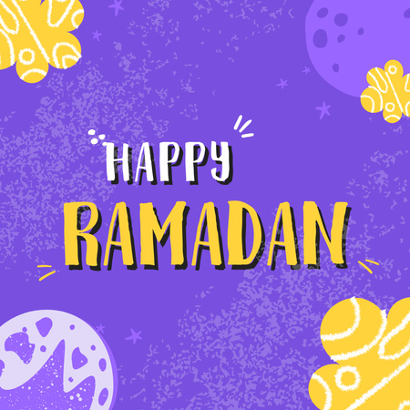 Happy Ramadan Greeting on Purple Instagram Design Template