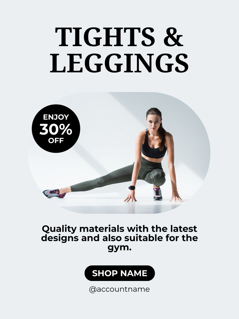 Plantilla de diseño de Fitness Tights and Leggings Discount Offer Poster US 