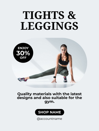 Oferta de desconto em meias-calças e leggings fitness Poster US Modelo de Design