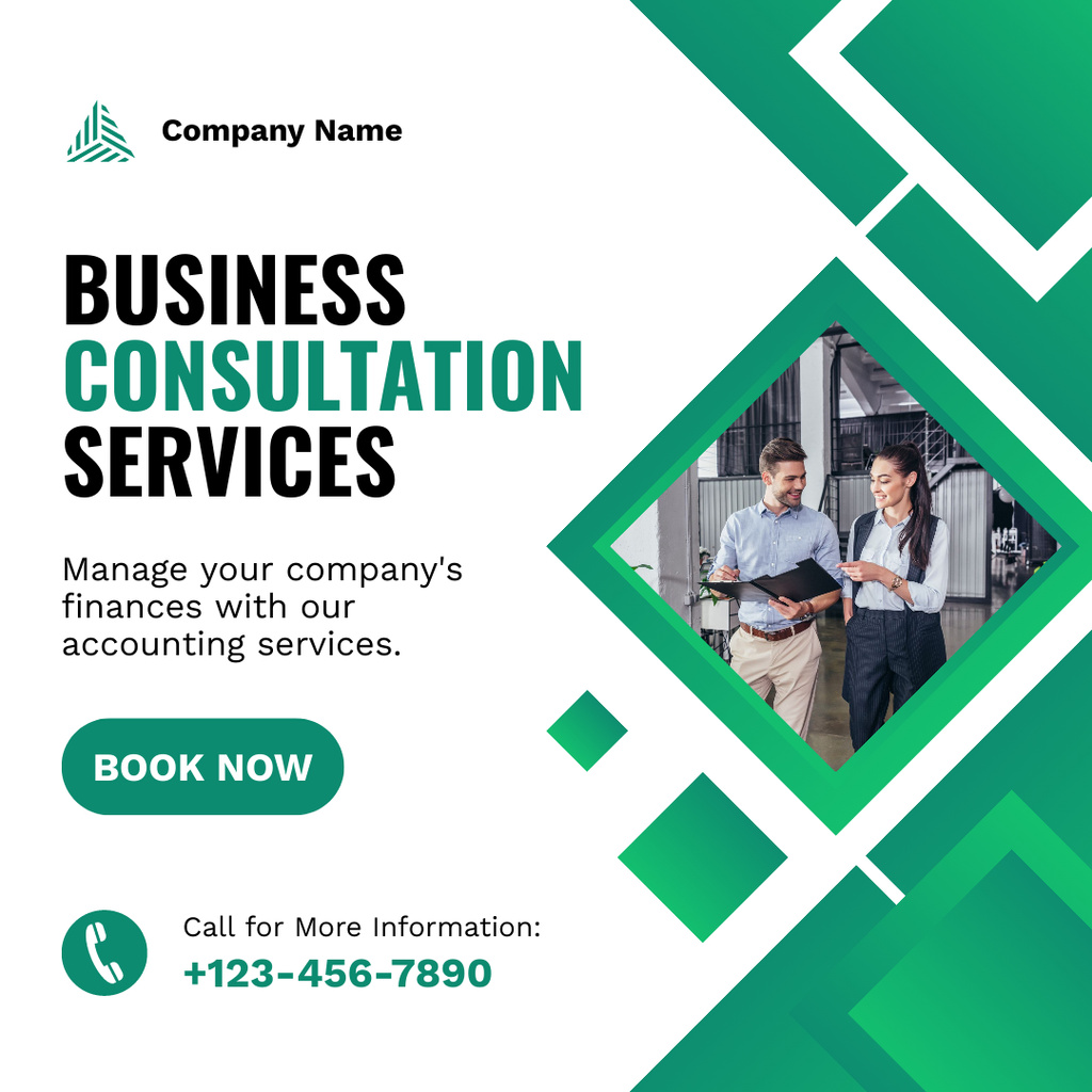 Business Consultation Services with Team of Workers Instagram Design Template