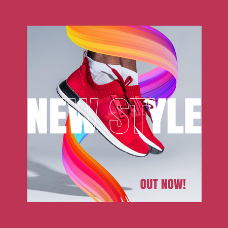 Offer of Stylish Red Sneakers Instagram Design Template