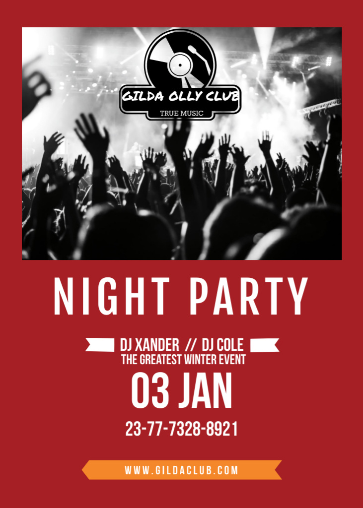 Plantilla de diseño de Night Party Announcement Crowd in the Club Flayer 