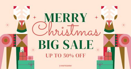 Christmas Gifts Sale Illustrated Offer Facebook AD Design Template