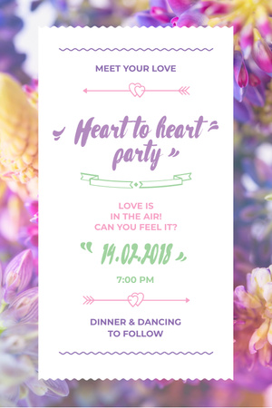Ontwerpsjabloon van Pinterest van Party Invitation with Purple Flowers