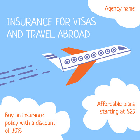 Insurance for Visas and Travel Abroad  Instagram Design Template
