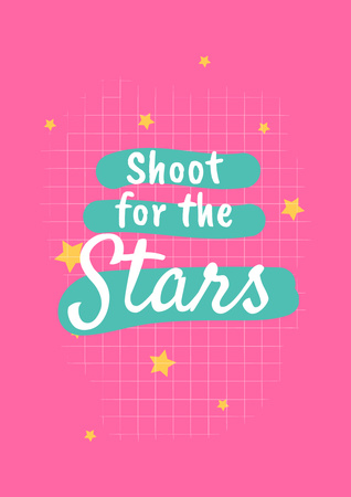 Inspirational Phrase with Stars on Pink Poster A3 – шаблон для дизайна