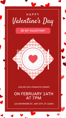 Valentine's Day Dinner Announcement on Red Instagram Story Design Template