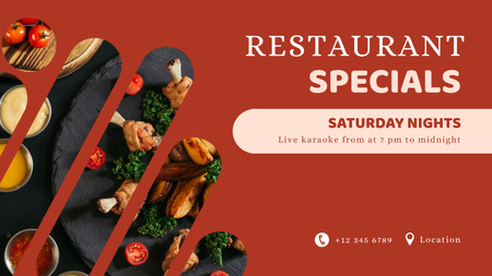 Restaurant Offer with Delicious Dishes Title 1680x945px Design Template