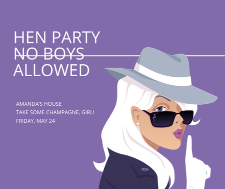 Hen Party invitation with Stylish Girl Facebook – шаблон для дизайну