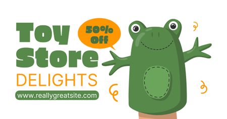 Discount on Toys with Cute Frog Facebook AD Design Template