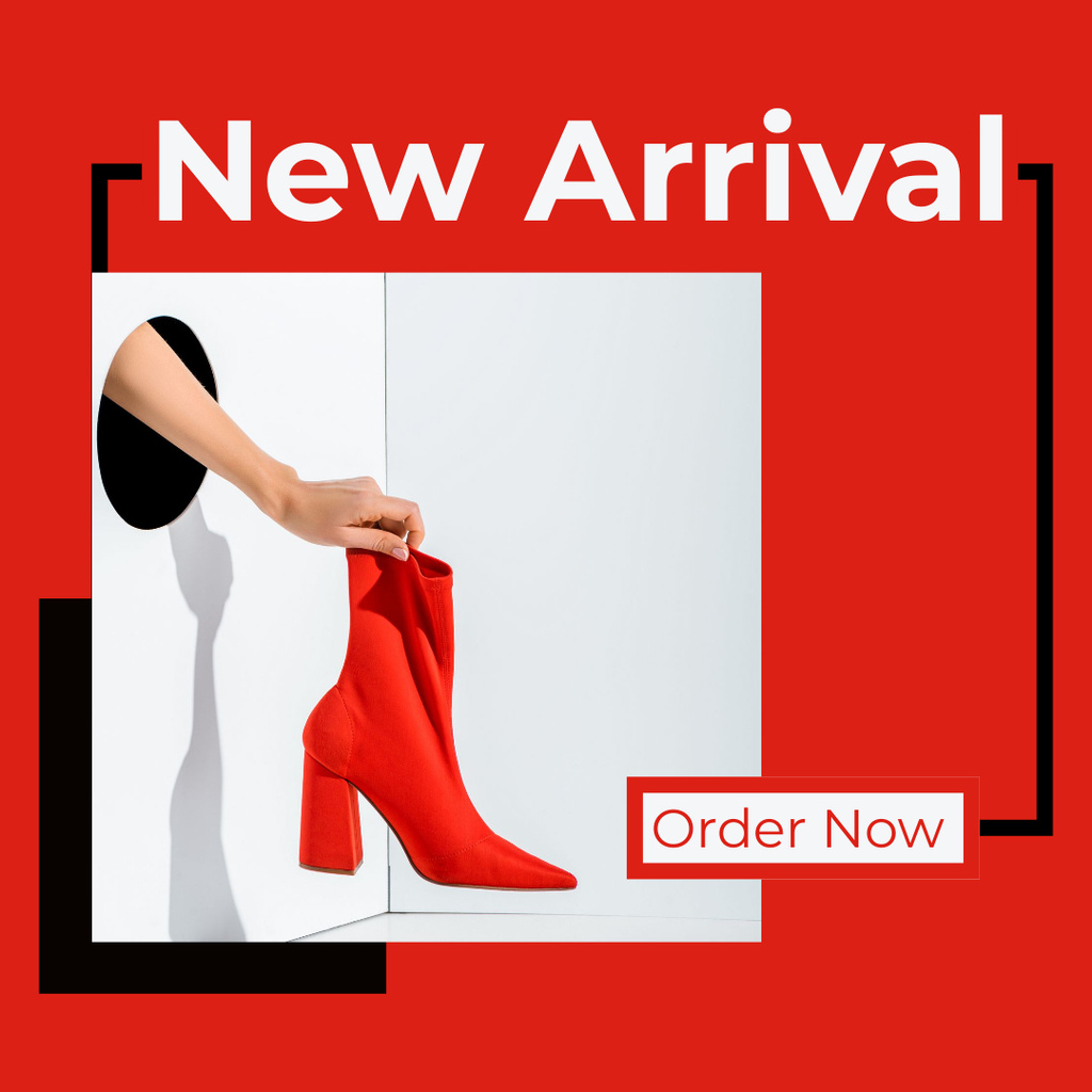Designvorlage Trendy Shoes New Arrival Red für Instagram