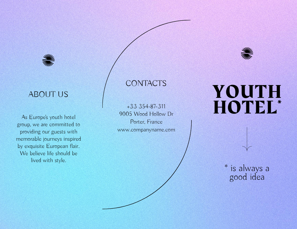 Youth Hotel Services Offer Brochure 8.5x11in Tasarım Şablonu