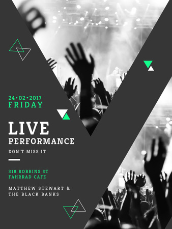 Ontwerpsjabloon van Poster US van Live Performance announcement Crowd at Concert