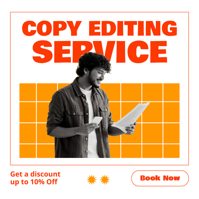 Essential Copy Editing Service With Booking And Discounts Instagram Šablona návrhu