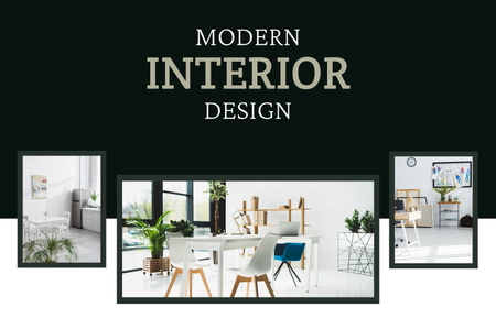 Modern Light Interior Design Collage on Black and White Mood Board Design Template