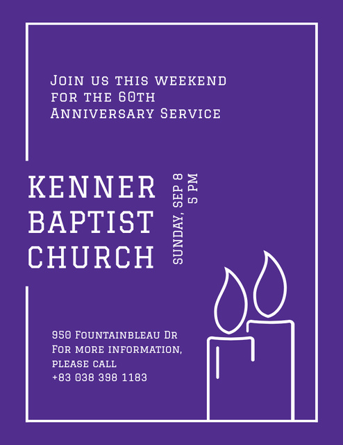 Attend Baptist Church Service Poster 8.5x11in Design Template