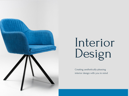 Modern Blue Armchair on Interior Design Presentation Design Template