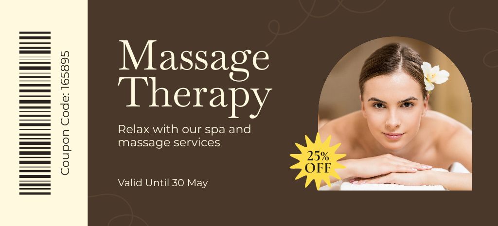 Massage Therapy Studio Promo Coupon 3.75x8.25in Tasarım Şablonu
