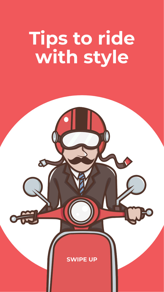 Stylish Man on Motorbike in Red Instagram Story Design Template