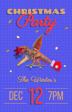 Christmas Party Announcement With Festive Dino Invitation 5.5x8.5in tervezősablon