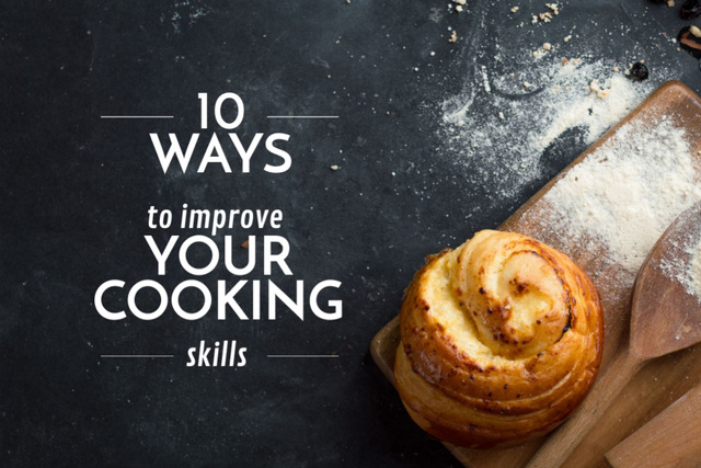 Ontwerpsjabloon van Postcard 4x6in van Tips for Improving Cooking Skills With Baked Bun
