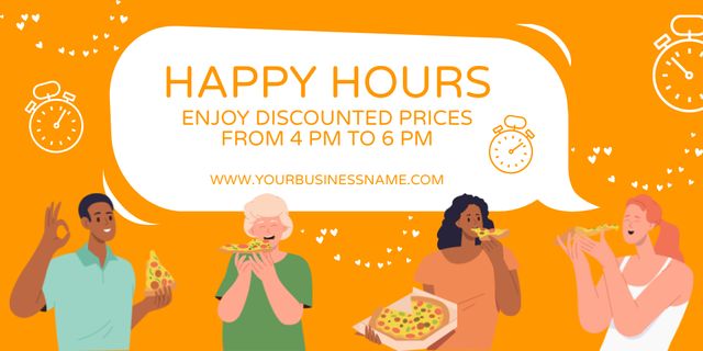 Happy Hours Promo with Discounted Prices Twitterデザインテンプレート