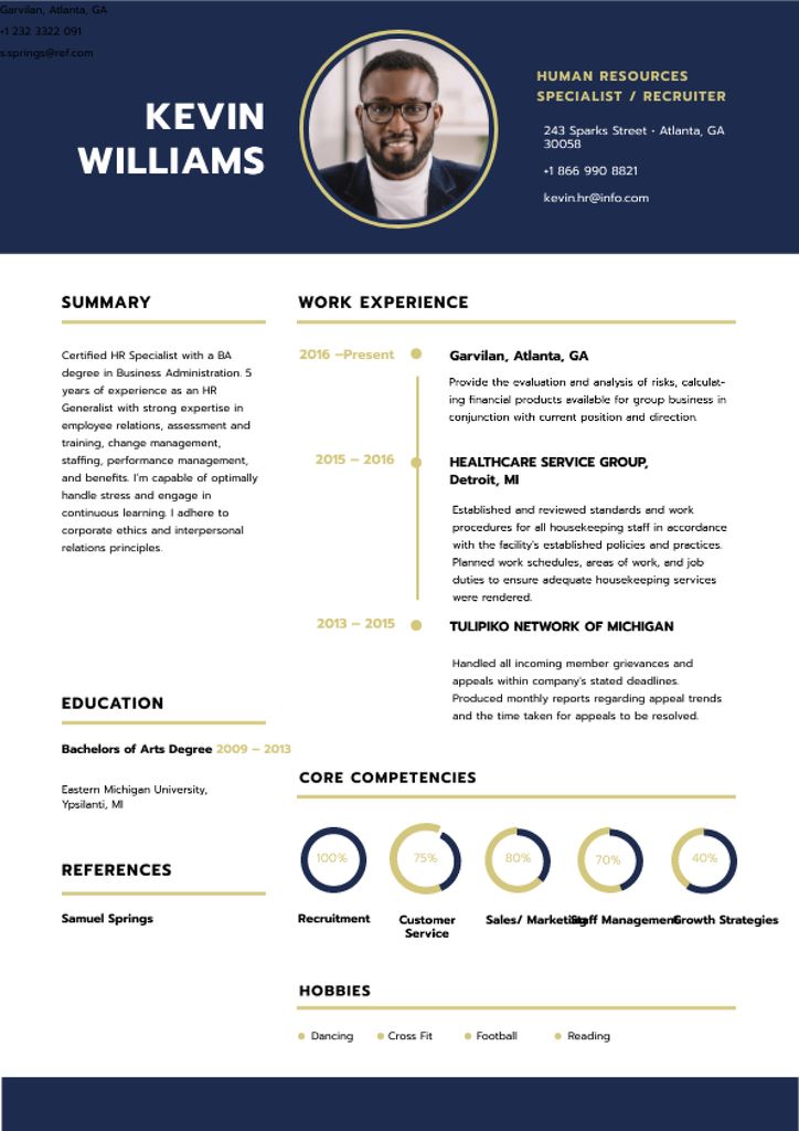 Human resources specialist skills and experience Resume Design Template