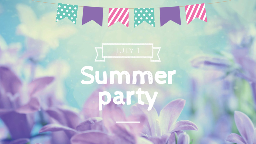 Summer Party Announcement with Violets FB event cover Design Template