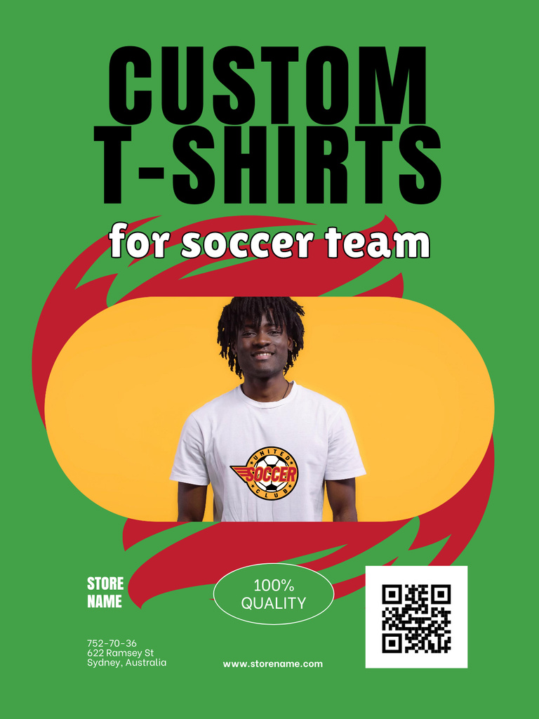 T-Shirts for Soccer Team Sale Offer Poster US Πρότυπο σχεδίασης