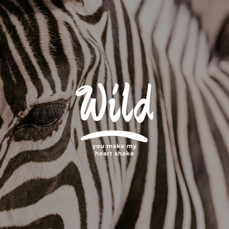 Ontwerpsjabloon van Instagram van zin met oog van wilde zebra
