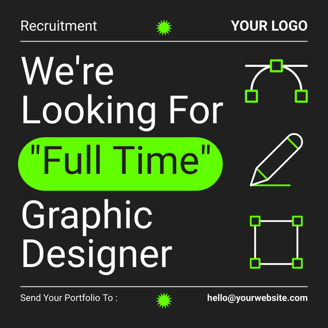 Looking for Full-Time Graphic Designer LinkedIn post Πρότυπο σχεδίασης