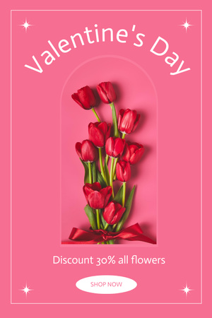Offer Discounts on All Flowers for Valentine's Day Pinterest Design Template