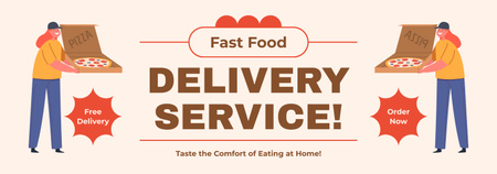 Szablon projektu Ogłoszenie o usłudze dostawy z kurierem przewożącym pizzę Tumblr