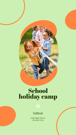 School holiday camp for kids Instagram Story tervezősablon