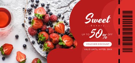 Valentine's Day Sweets Discount Offer in Red Coupon Din Large Design Template