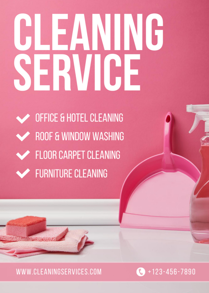 Cleaning Service Advertisement with Supplies Flayerデザインテンプレート