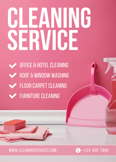 Cleaning Service Advertisement with Supplies Flayer Modelo de Design