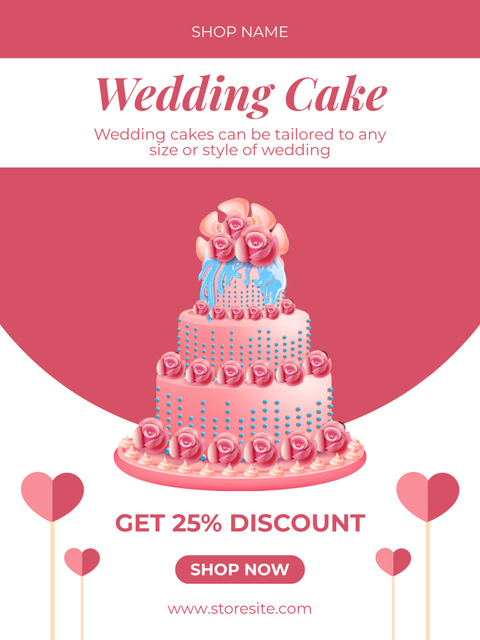Discount on Delicious Wedding Cakes Poster US Design Template