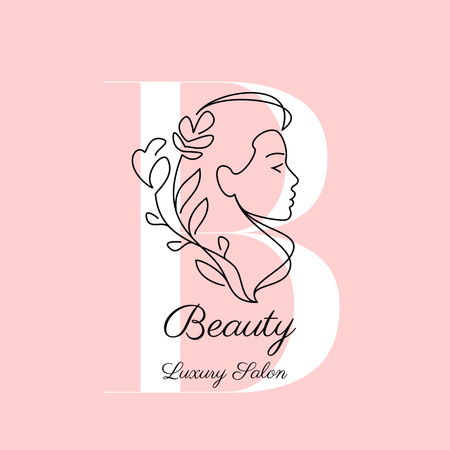 Emblem of Beauty Salon with Woman Logo 1080x1080px Šablona návrhu