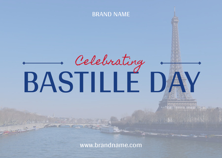 French National Day Celebration Announcement Card Design Template