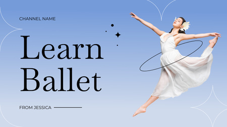 Designvorlage Ballett-Blog-Werbung mit Ballerina im weißen zarten Kleid für Youtube