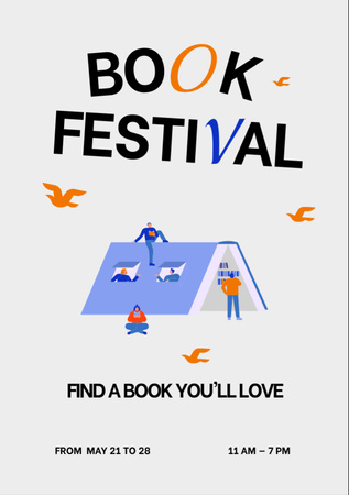 Designvorlage Ankündigung zum Festival der Lieblingsbücher für Flyer A7