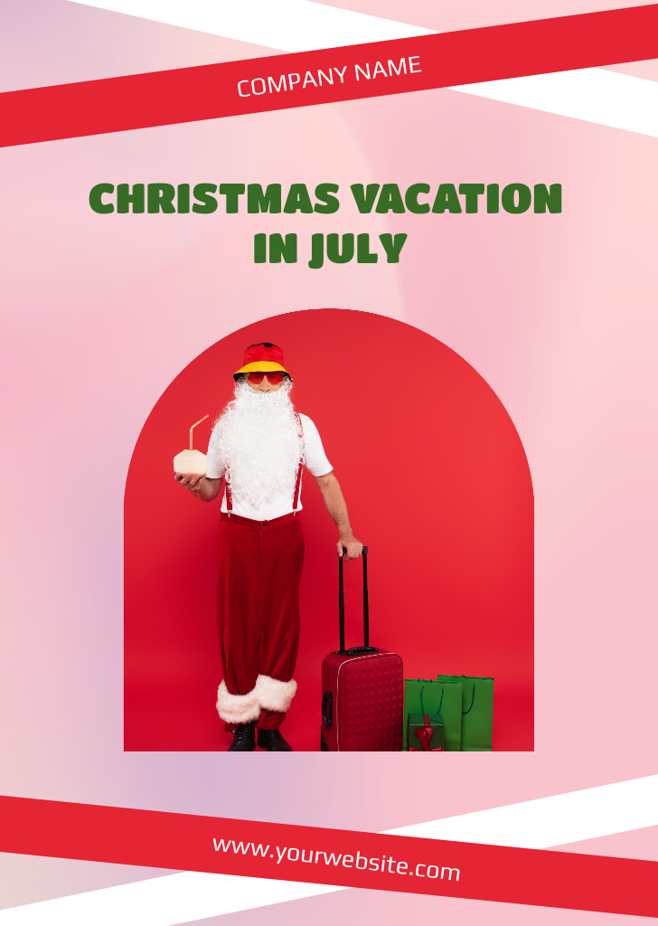Christmas Holiday Offer in July with Santa Claus Flyer A6 Design Template