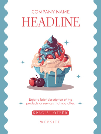 Platilla de diseño Special Offer with Illustration of Sweet Creamy Dessert Poster US