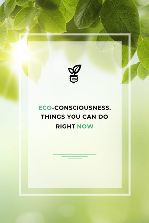 Eco Quote About Eco-consciousness with Sun Rays Postcard 4x6in Vertical – шаблон для дизайна