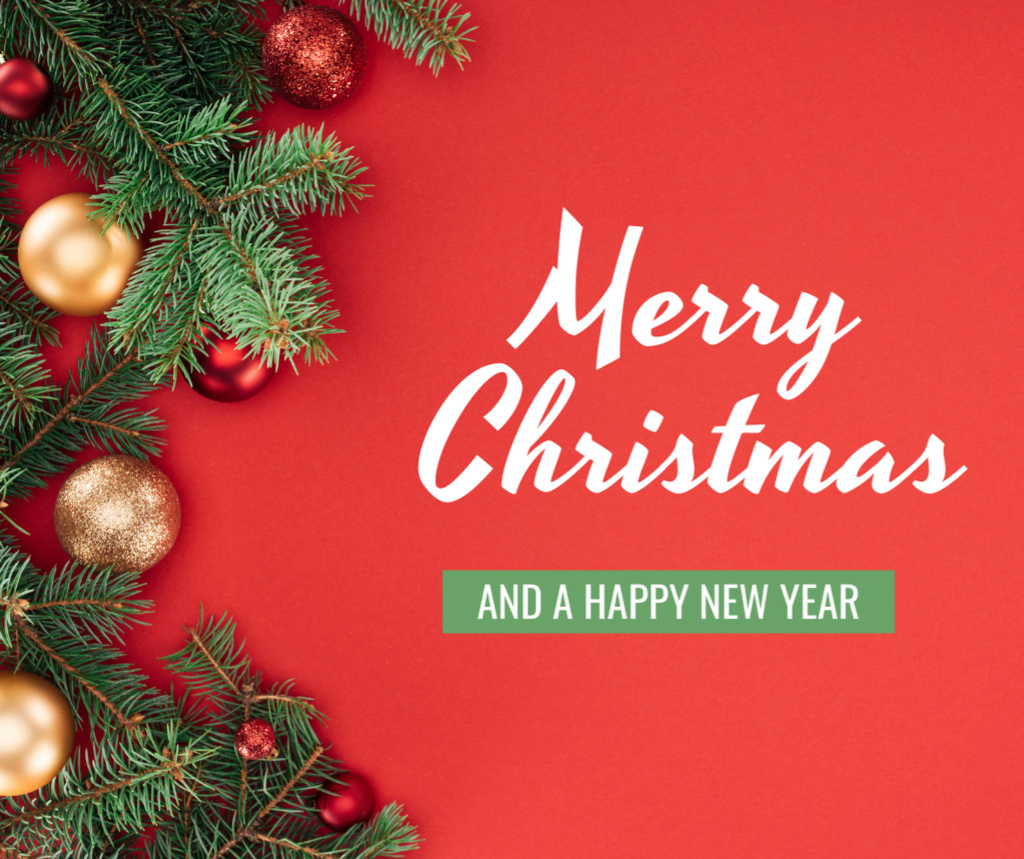 Winter Holidays Greeting with Christmas Tree Facebook tervezősablon